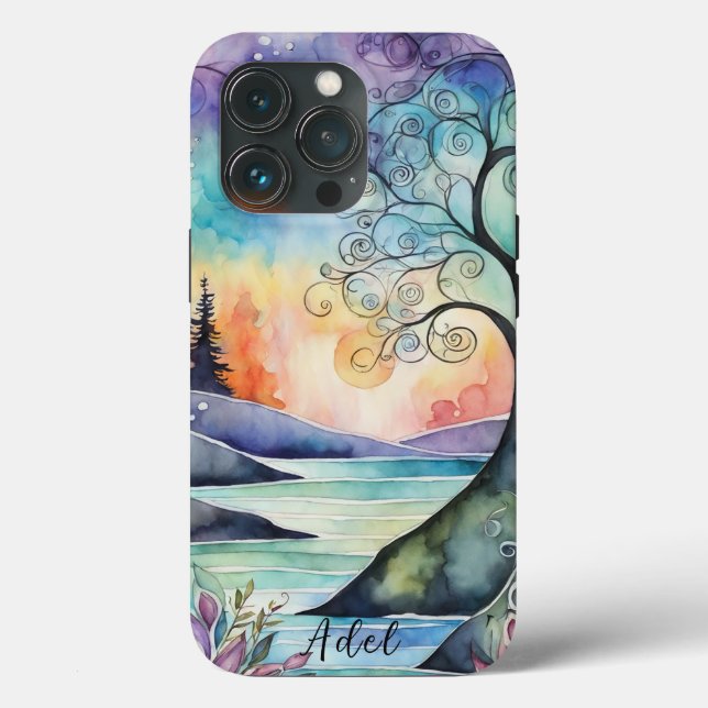 Mystical Fantasy Watercolors Personalized Name Case-Mate iPhone Case (Back)