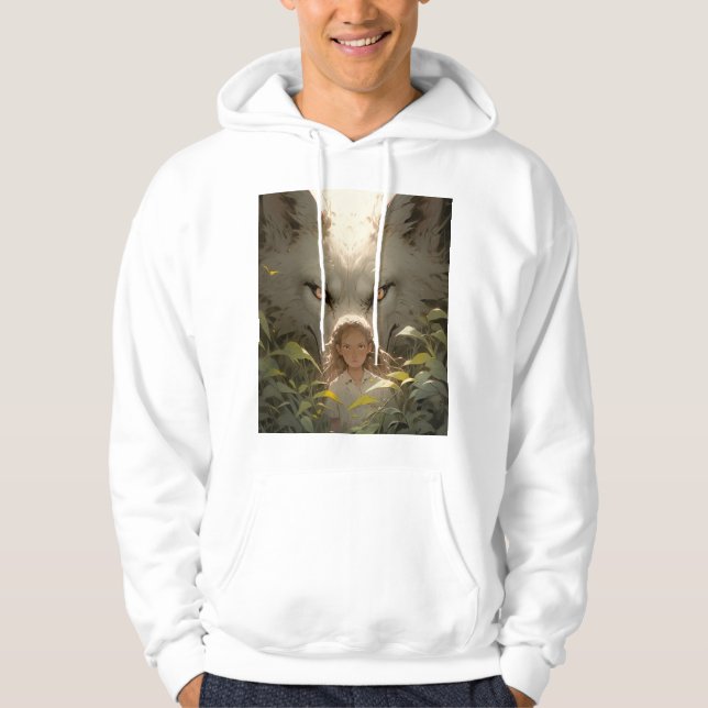 Mystical Fantasy Wolf Guardian Anime Hoodie (Front)