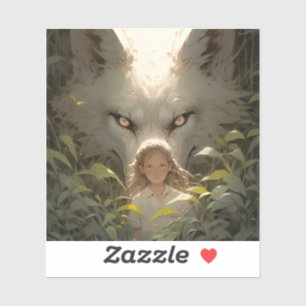 Mystical Fantasy Wolf Guardian Anime Sticker