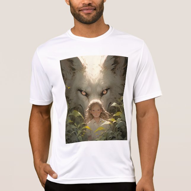 Mystical Fantasy Wolf Guardian Anime T-Shirt (Front)