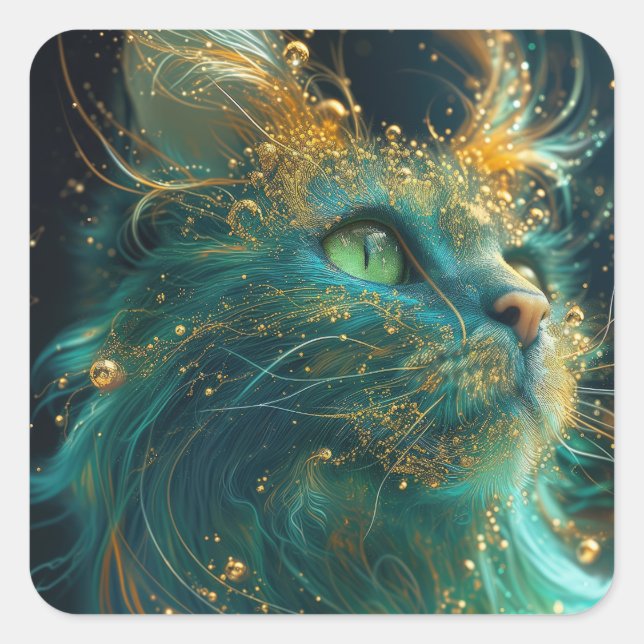 Mystical Feline Square Sticker (Front)