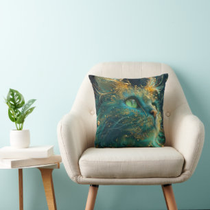 Mystical Feline Throw Pillow