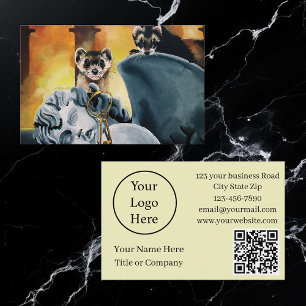 Mystical Ferrets Golden Keys Cherub Fantasy Business Card