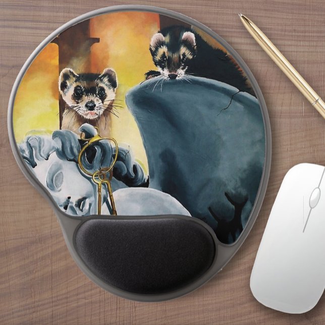 Mystical Ferrets Golden Keys Cherub Fantasy Gel Mouse Pad (Creator Uploaded)