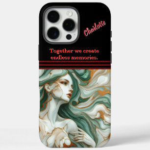 Mystical figure in green waves iPhone 16 pro max case