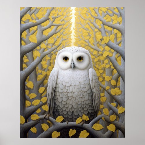 Mystical Flight The White Owls Enchanted Journey Poster
