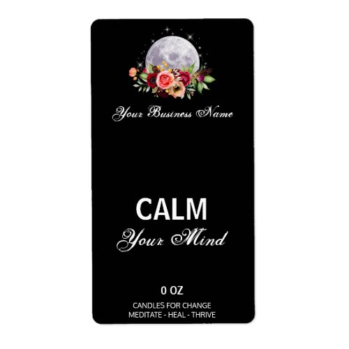 Mystical Floral Moon Black Box Labels