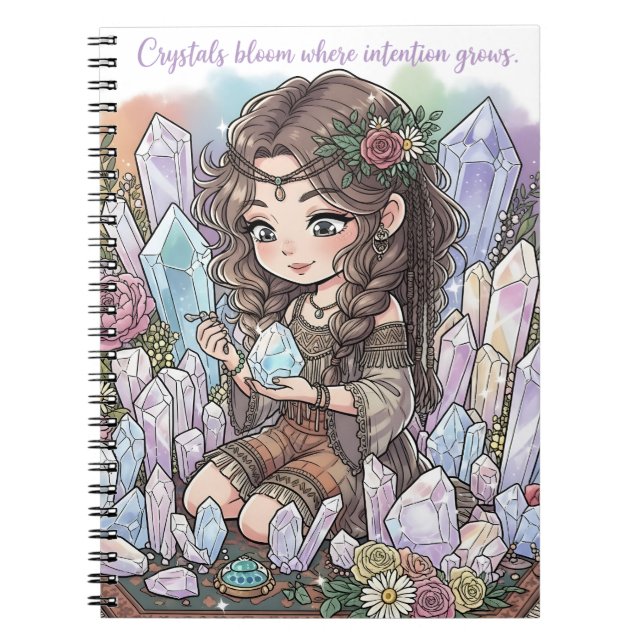 Mystical Flower Child with Quartz Notebook (Front)
