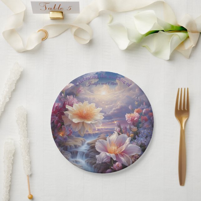 Mystical Flowers of the Supernatural Realm Paper Plates (Wedding)