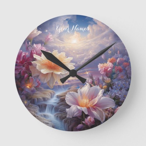 Mystical Flowers of the Supernatural Realm  Round Clock