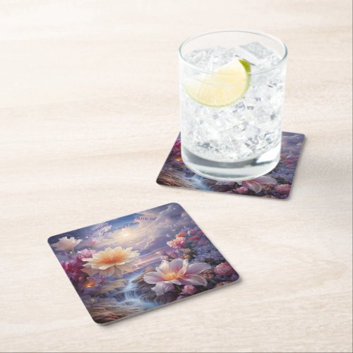 Mystical Flowers of the Supernatural Realm Square Paper Coaster