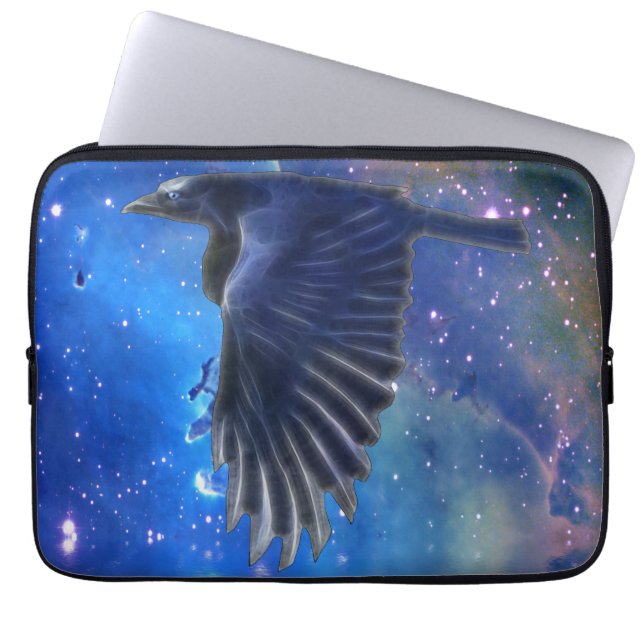 Mystical Flying RAven & Outer Space Laptop Sleeve (Front)