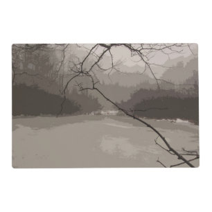Mystical Fog over Swamp Laminated Placemat
