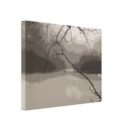 Mystical Fog over Swamp Wrapped Canvas Print