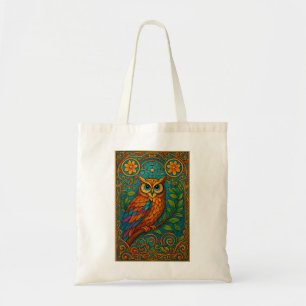 Mystical Folk Art Owl Illustration – Boho Vintage Tote Bag