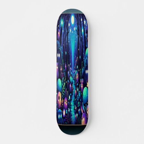 Mystical Forest at Night Skateboard