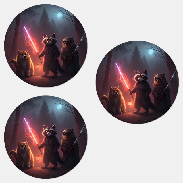 Mystical Forest Battle Animals Art Labels (Group)