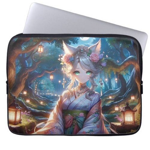 Mystical Forest Catgirl Princess Laptop Sleeve