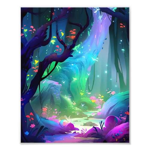 Mystical Forest Celestial Blue Night Sky Photo Print