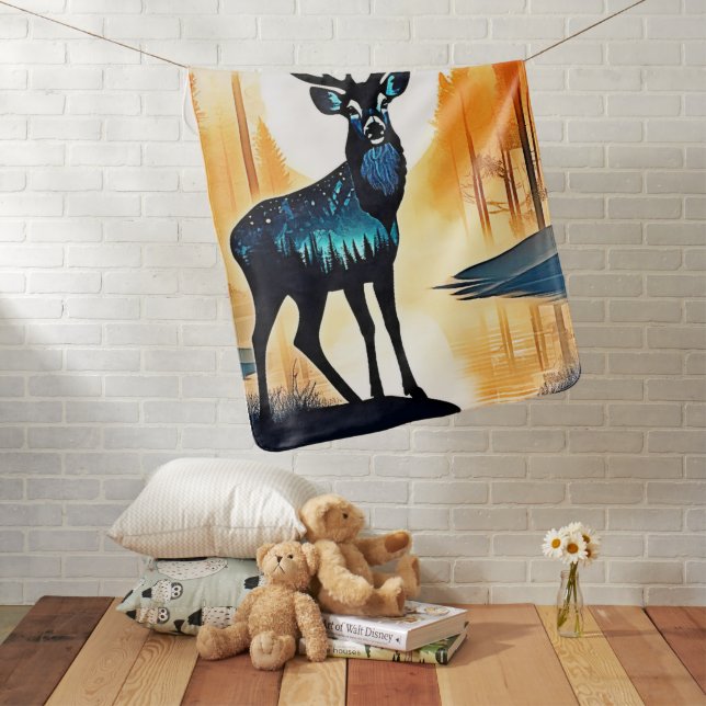 Mystical Forest Deer Baby Blanket (In Situ)