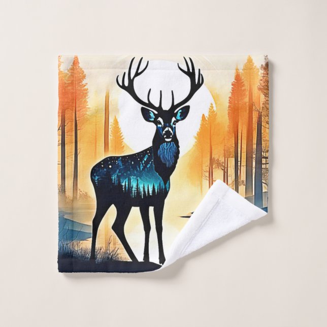 Mystical Forest Deer Bath Towel Set (Wash Cloth)