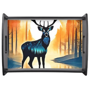 Mystical Forest Deer Serving Tray