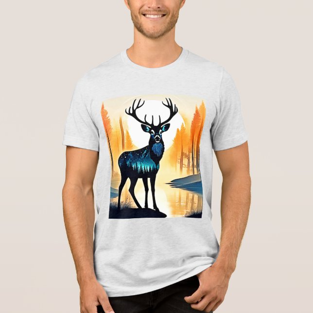 Mystical Forest Deer Tri-Blend Shirt (Front)