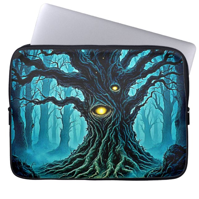 Mystical Forest Eye Tree Art Laptop Sleeve (Front)