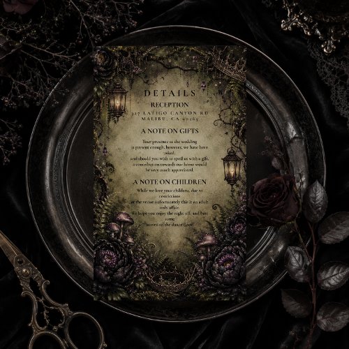Mystical Forest Fairy Goth Wedding Enclosure Card