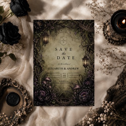 Mystical Forest Fairy Goth Wedding Save The Date