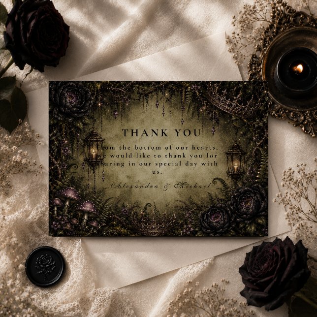 Mystical Forest Fairy Goth Wedding Thank You Card (Creator Uploaded)