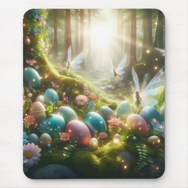 Mystical Forest Fairy Magical Spring Eggs Mouse Pad (Front)