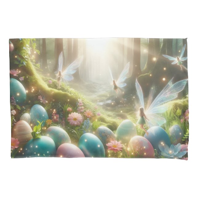 Mystical Forest Fairy Magical Spring Eggs Pillow Case (Front)