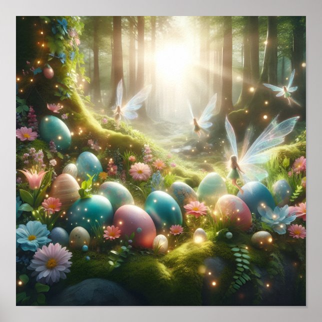 Mystical Forest Fairy Magical Spring Eggs Poster (Front)