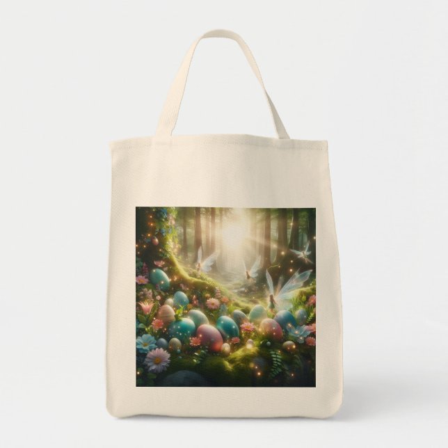 Mystical Forest Fairy Magical Spring Eggs Tote Bag (Front)