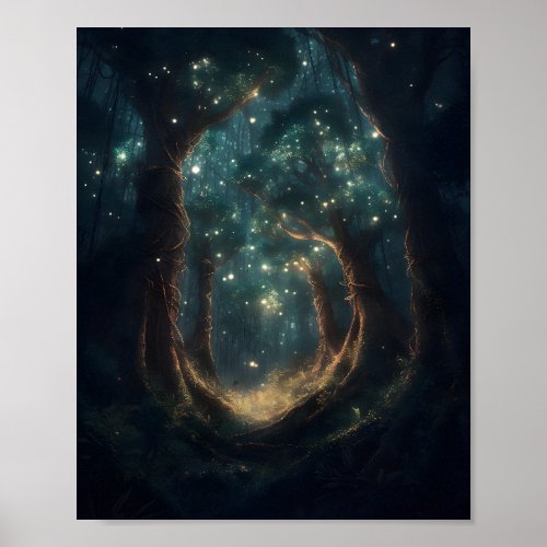 Mystical Forest Filled With Towering Trees Poster