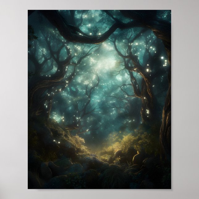 Mystical Forest Filled With Towering Trees Poster (Front)