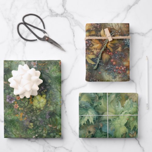 MYSTICAL FOREST FLORAL WRAPPING PAPER SHEETS