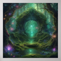 Mystical Forest Magical Portal AI Poster