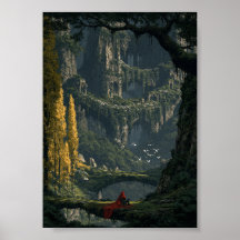 Mystical Forest Ruins and Wandering Traveler