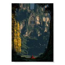 Mystical Forest Ruins and Wandering Traveler