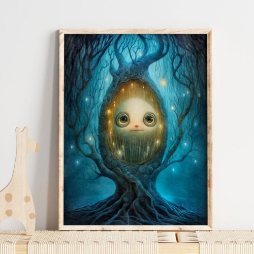 Mystical Forest Tree Face Print  Tree Print