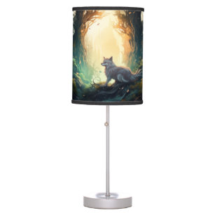 Mystical Forest Wolf Table Lamp
