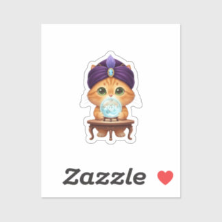Mystical Fortune Teller Cat Crystal Ball New Year Sticker