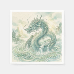 Mystical Fox Dragon Watercolor Art (2) Napkins