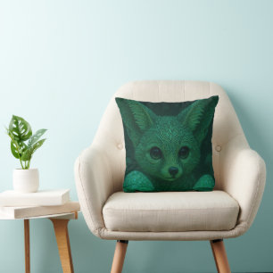Mystical Fox & Glowing Mushroom Throw Pillow