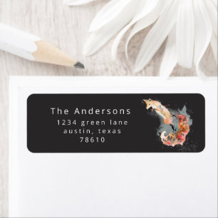 mystical fox watercolor woodland return address label