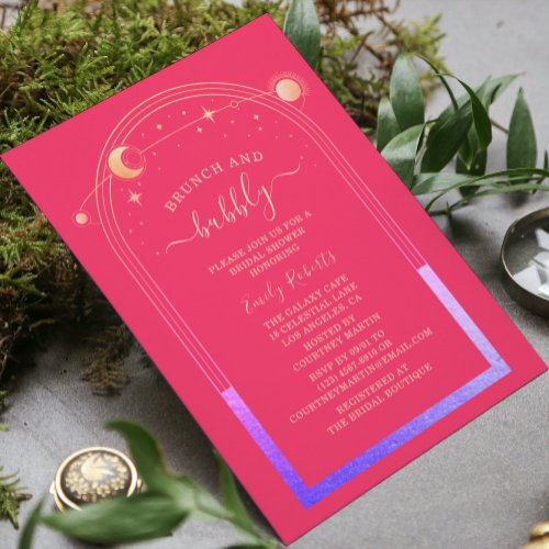 Mystical Fuchsia Pink Gold Bridal Shower Invitation