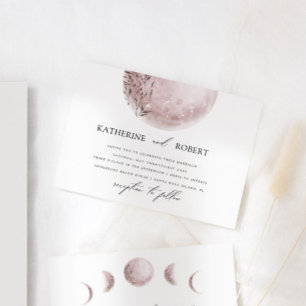 Mystical Full Moon Blush Pink Wedding Invitation