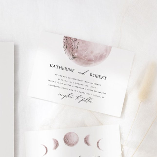Mystical Full Moon Blush Pink Wedding Invitation (Creator Uploaded)
